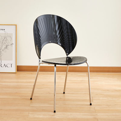 Contemporary Creative Round Acrylic Electroplated Metal Shell-Shaped Backrest Dining Chair For Dining Room