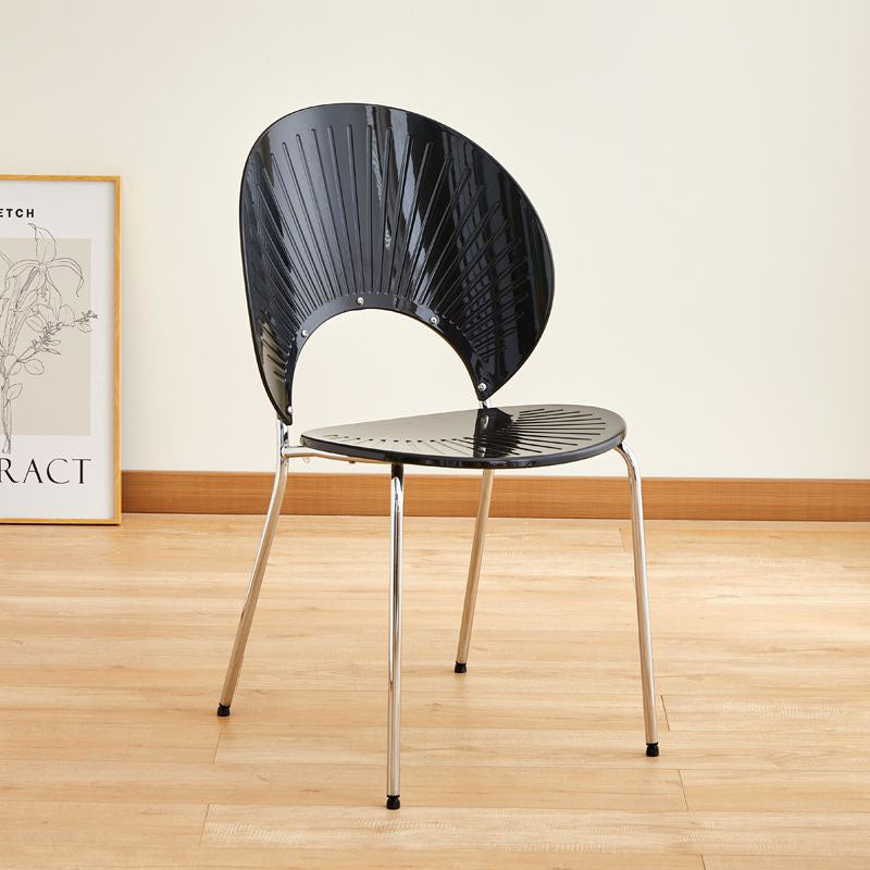 Contemporary Creative Round Acrylic Electroplated Metal Shell-Shaped Backrest Dining Chair For Dining Room