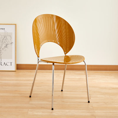 Contemporary Creative Round Acrylic Electroplated Metal Shell-Shaped Backrest Dining Chair For Dining Room