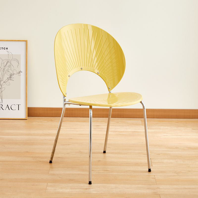 Contemporary Creative Round Acrylic Electroplated Metal Shell-Shaped Backrest Dining Chair For Dining Room