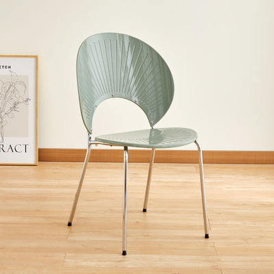 Contemporary Creative Round Acrylic Electroplated Metal Shell-Shaped Backrest Dining Chair For Dining Room