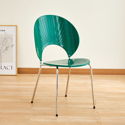 Contemporary Creative Round Acrylic Electroplated Metal Shell-Shaped Backrest Dining Chair For Dining Room