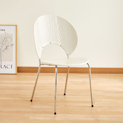 Contemporary Creative Round Acrylic Electroplated Metal Shell-Shaped Backrest Dining Chair For Dining Room