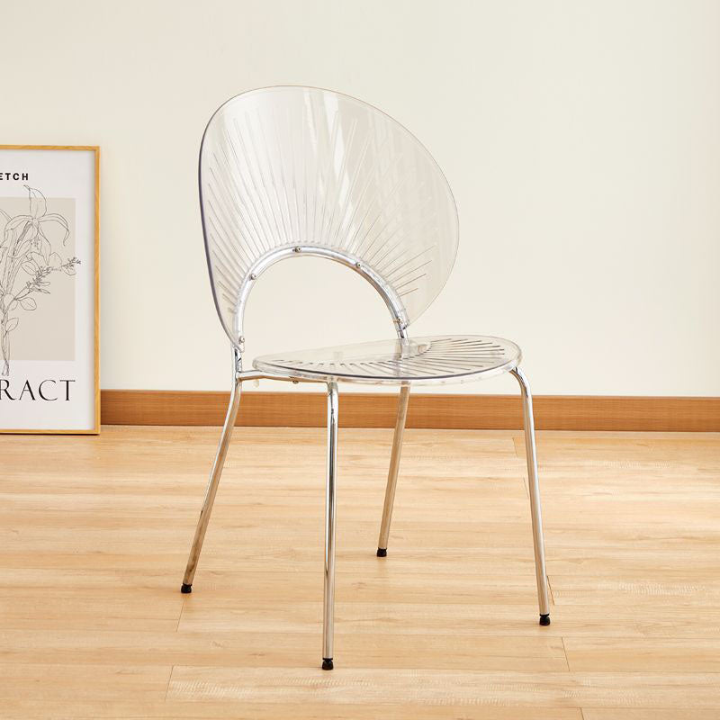 Contemporary Creative Round Acrylic Electroplated Metal Shell-Shaped Backrest Dining Chair For Dining Room