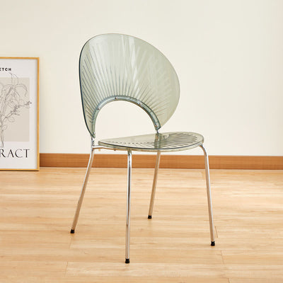 Contemporary Creative Round Acrylic Electroplated Metal Shell-Shaped Backrest Dining Chair For Dining Room