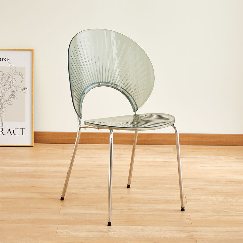 Contemporary Creative Round Acrylic Electroplated Metal Shell-Shaped Backrest Dining Chair For Dining Room