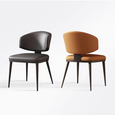 Contemporary Scandinavian Square Microfiber Leather Plywood Carbon Steel Backrest Dining Chair For Dining Room