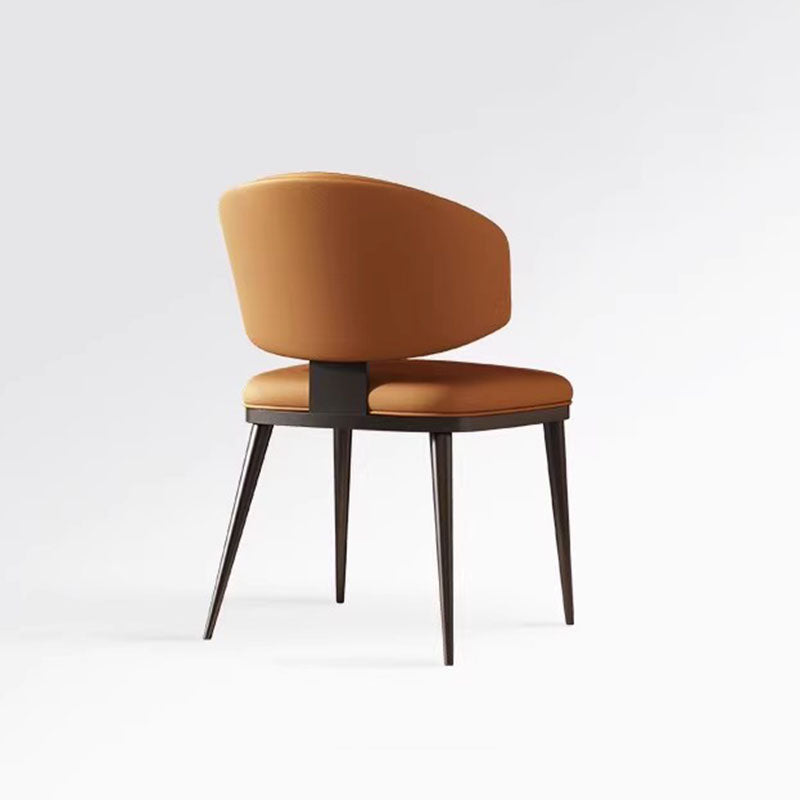 Contemporary Scandinavian Square Microfiber Leather Plywood Carbon Steel Backrest Dining Chair For Dining Room