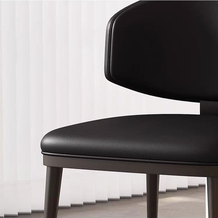 Contemporary Scandinavian Square High-Quality Faux Leather Plywood Carbon Steel Backrest Dining Chair For Dining Room