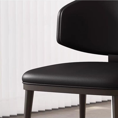 Contemporary Scandinavian Square Microfiber Leather Plywood Carbon Steel Backrest Dining Chair For Dining Room