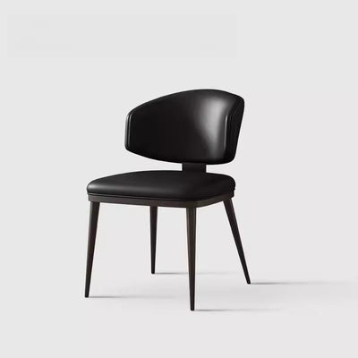 Contemporary Scandinavian Square Microfiber Leather Plywood Carbon Steel Backrest Dining Chair For Dining Room