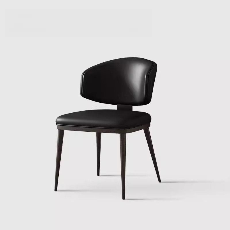 Contemporary Scandinavian Square Microfiber Leather Plywood Carbon Steel Backrest Dining Chair For Dining Room