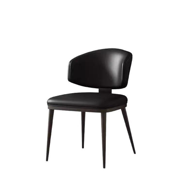 Contemporary Scandinavian Square Microfiber Leather Plywood Carbon Steel Backrest Dining Chair For Dining Room