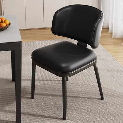Contemporary Scandinavian Square Microfiber Leather Plywood Carbon Steel Backrest Dining Chair For Dining Room