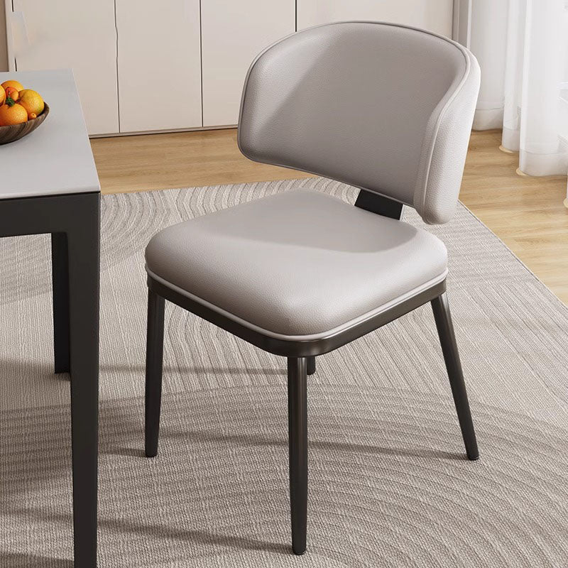 Contemporary Scandinavian Square Microfiber Leather Plywood Carbon Steel Backrest Dining Chair For Dining Room