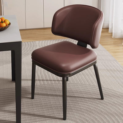 Contemporary Scandinavian Square Microfiber Leather Plywood Carbon Steel Backrest Dining Chair For Dining Room