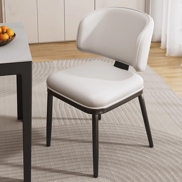 Contemporary Scandinavian Square High-Quality Faux Leather Plywood Carbon Steel Backrest Dining Chair For Dining Room