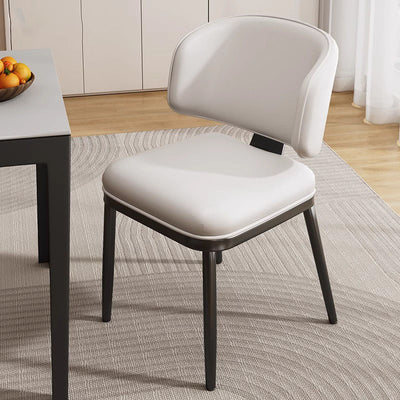 Contemporary Scandinavian Square Microfiber Leather Plywood Carbon Steel Backrest Dining Chair For Dining Room