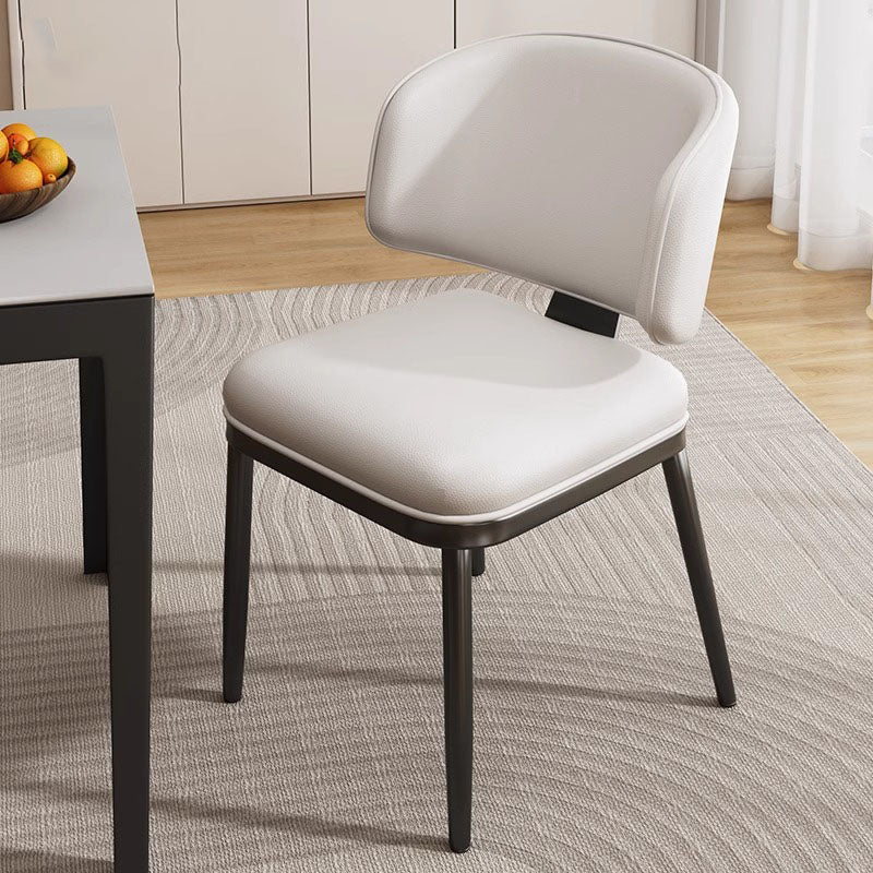 Contemporary Scandinavian Square Microfiber Leather Plywood Carbon Steel Backrest Dining Chair For Dining Room