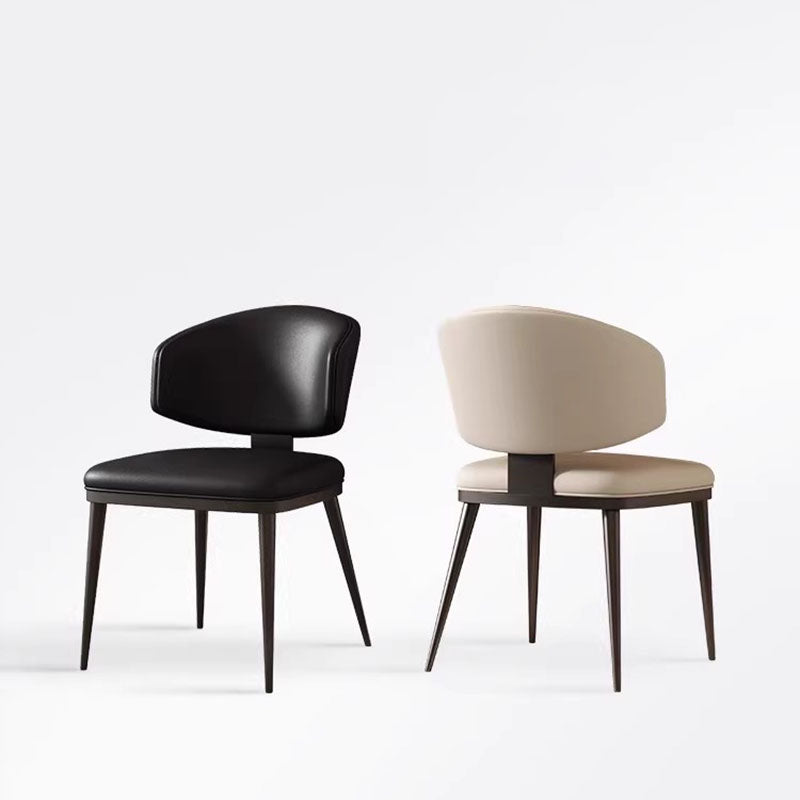 Contemporary Scandinavian Square Microfiber Leather Plywood Carbon Steel Backrest Dining Chair For Dining Room