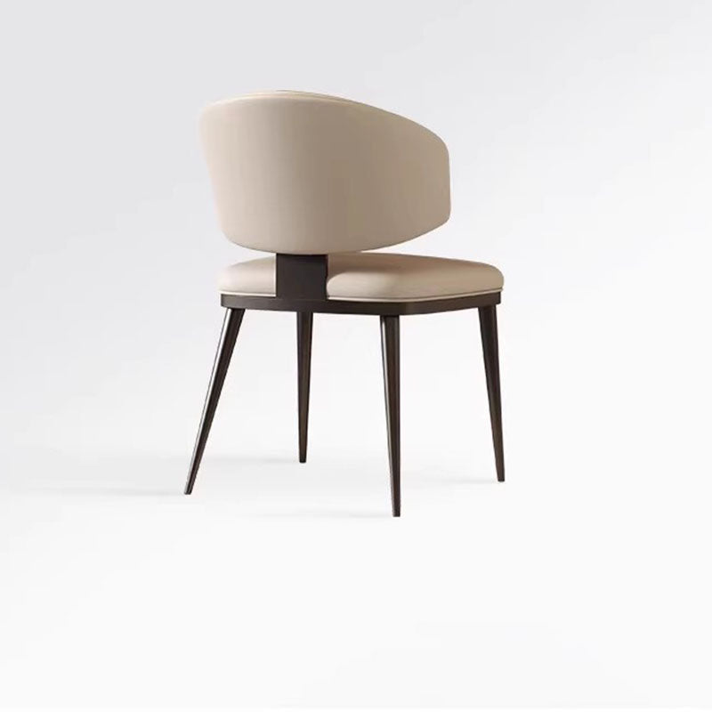 Contemporary Scandinavian Square Microfiber Leather Plywood Carbon Steel Backrest Dining Chair For Dining Room