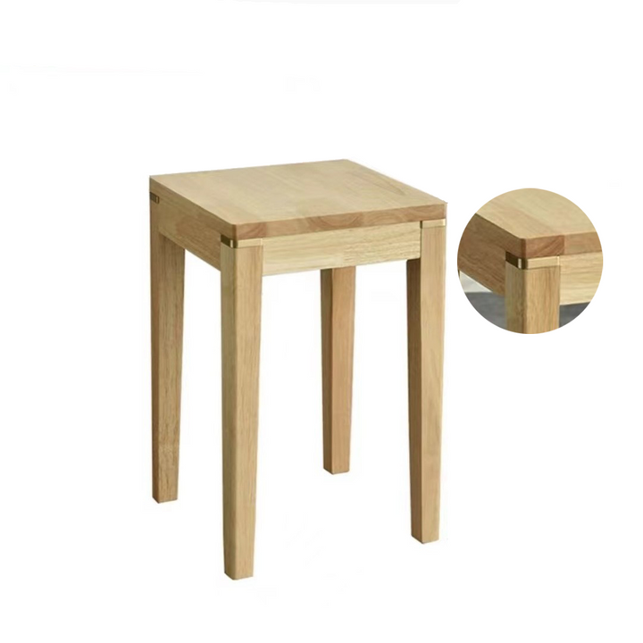 Traditional Chinese Square Rubberwood Stackable Stool For Dining Room
