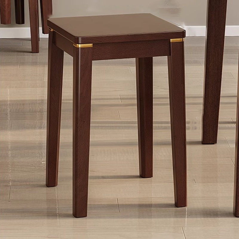 Traditional Chinese Square Rubberwood Stackable Stool For Dining Room