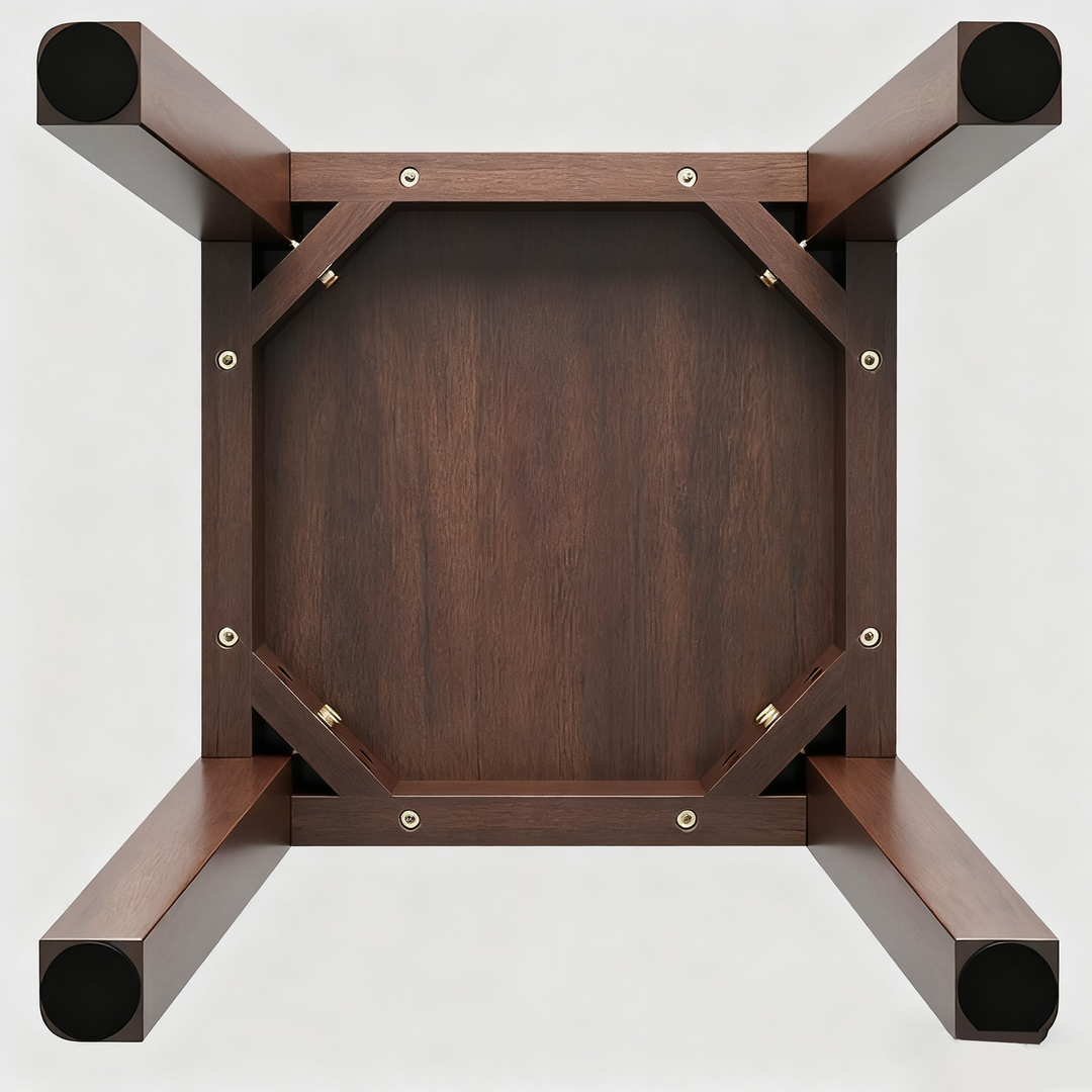 Traditional Chinese Square Rubberwood Stackable Stool For Dining Room