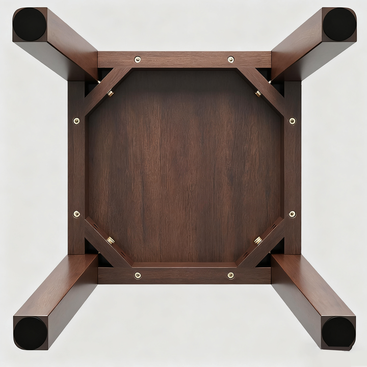 Traditional Chinese Square Rubberwood Stackable Stool For Dining Room