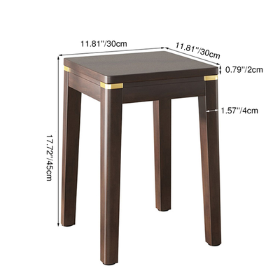 Traditional Chinese Square Rubberwood Solid Wood Stackable Stool For Dining Room