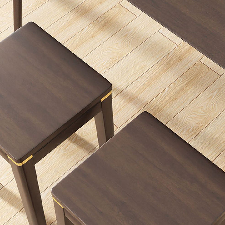 Traditional Chinese Square Rubberwood Stackable Stool For Dining Room