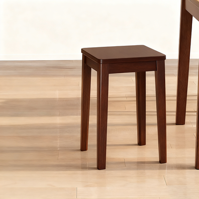 Traditional Chinese Square Rubberwood Solid Wood Stackable Stool For Dining Room