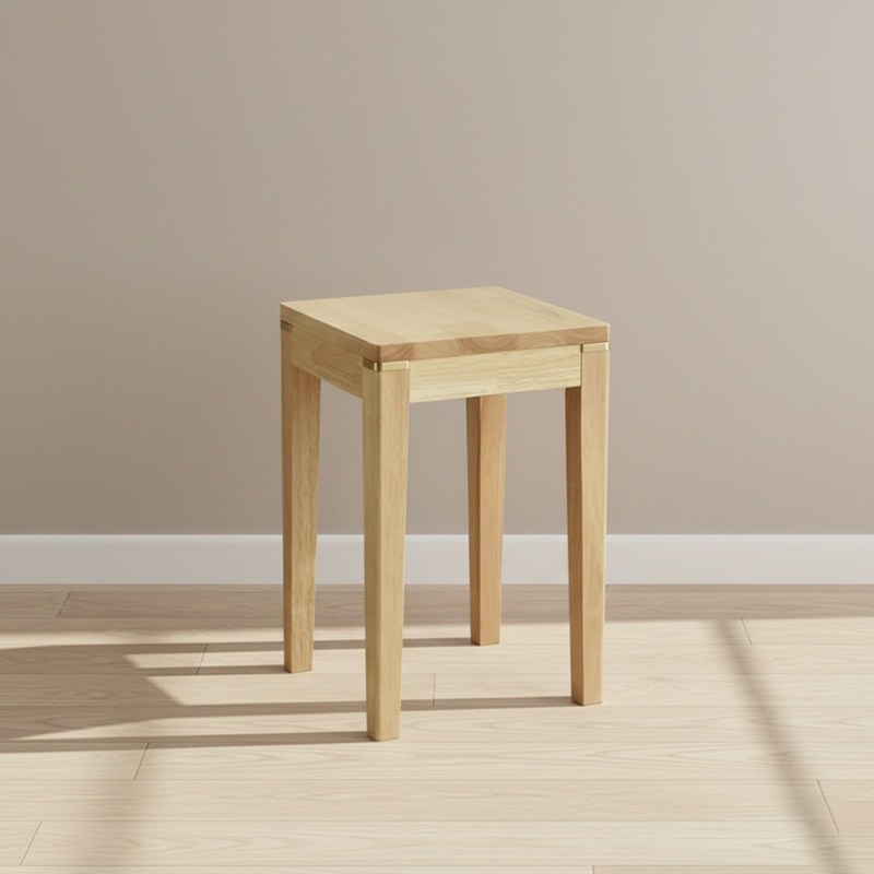 Traditional Chinese Square Rubberwood Stackable Stool For Dining Room