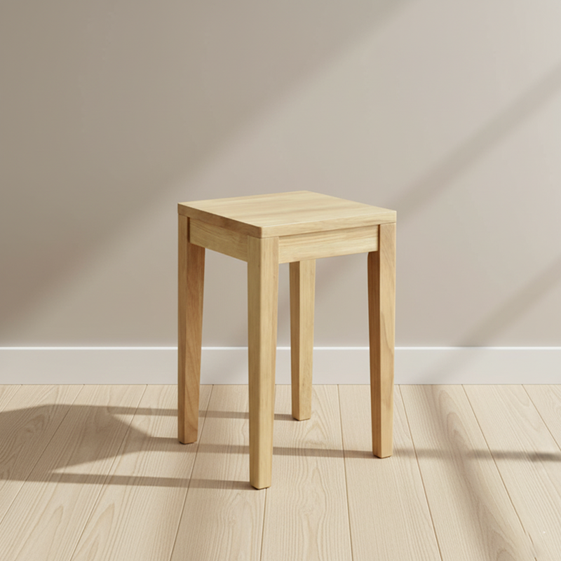 Traditional Chinese Square Rubberwood Stackable Stool For Dining Room