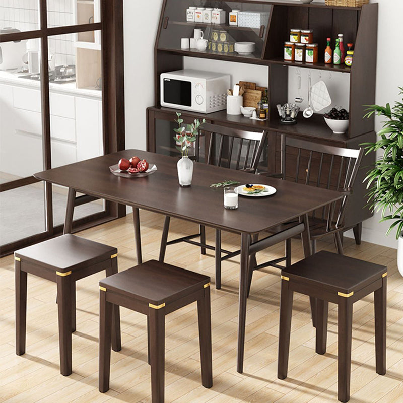 Traditional Chinese Square Rubberwood Stackable Stool For Dining Room