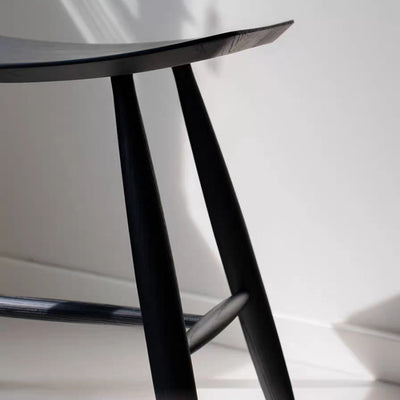 Contemporary Scandinavian Rectangular Ash Wood Solid Wood Low Stool For Living Room
