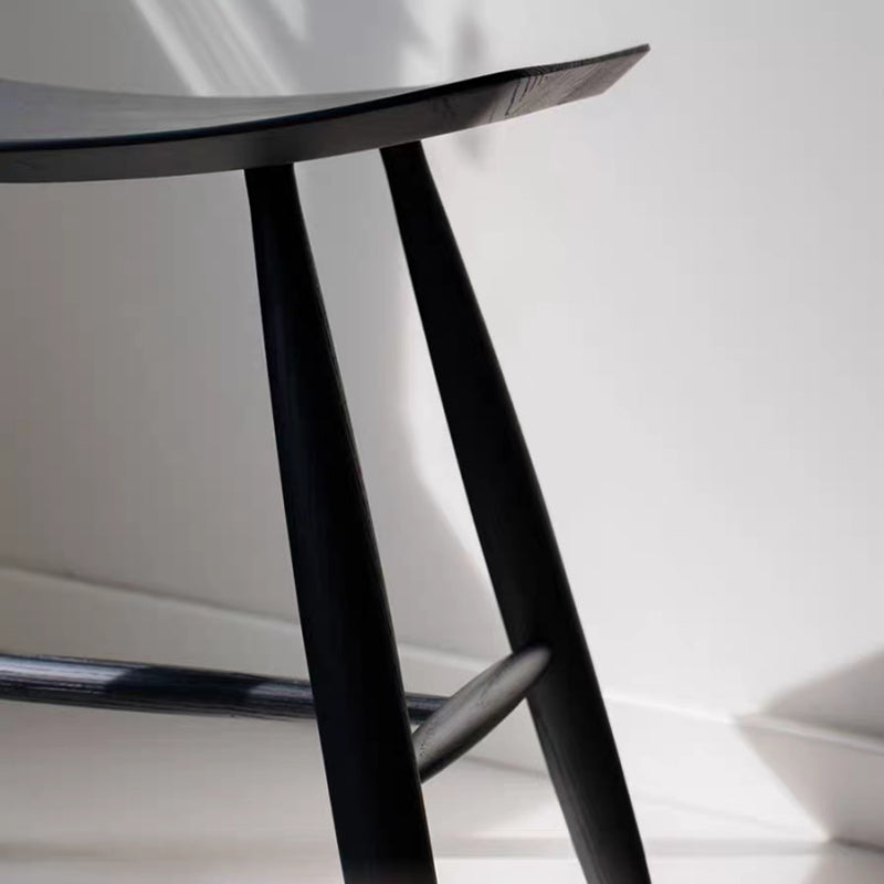 Contemporary Scandinavian Rectangular Ash Wood Solid Wood Low Stool For Living Room