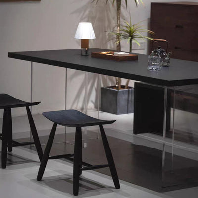 Contemporary Scandinavian Rectangular Ash Wood Solid Wood Low Stool For Living Room