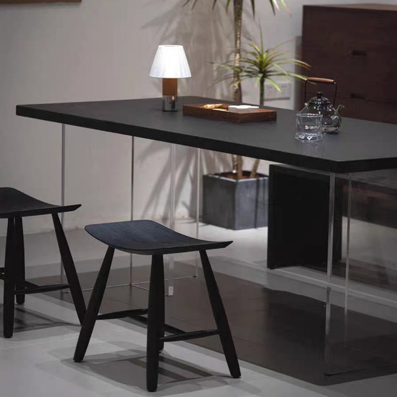 Contemporary Scandinavian Rectangular Ash Wood Solid Wood Low Stool For Living Room