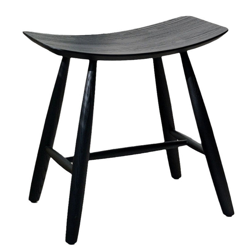 Contemporary Scandinavian Rectangular Ash Wood Solid Wood Low Stool For Living Room