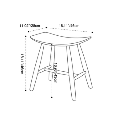 Contemporary Scandinavian Rectangular Ash Wood Solid Wood Low Stool For Living Room