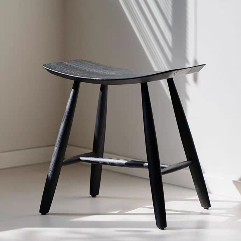 Contemporary Scandinavian Rectangular Ash Wood Solid Wood Low Stool For Living Room