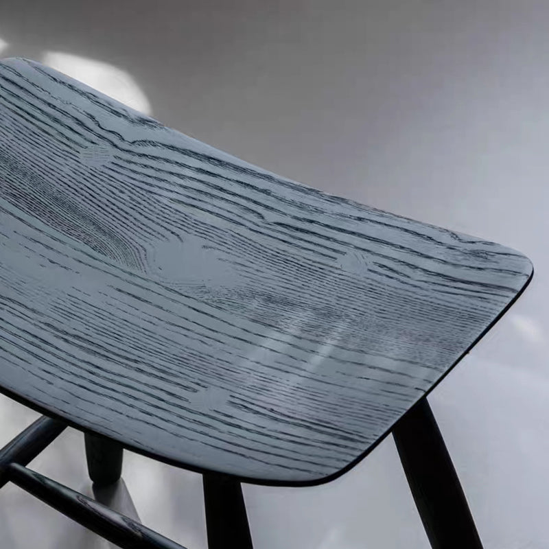 Contemporary Scandinavian Rectangular Ash Wood Solid Wood Low Stool For Living Room