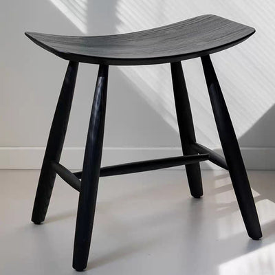 Contemporary Scandinavian Rectangular Ash Wood Solid Wood Low Stool For Living Room