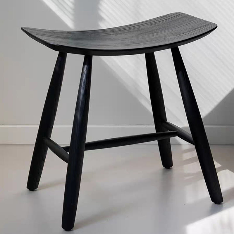 Contemporary Scandinavian Rectangular Ash Wood Solid Wood Low Stool For Living Room