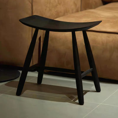 Contemporary Scandinavian Rectangular Ash Wood Solid Wood Low Stool For Living Room