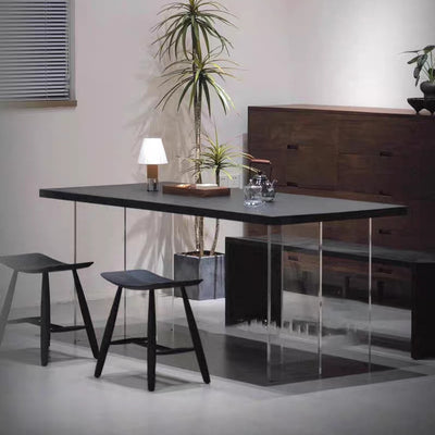 Contemporary Scandinavian Rectangular Ash Wood Solid Wood Low Stool For Living Room