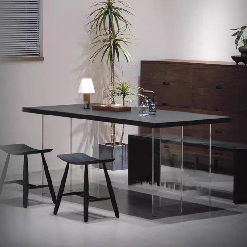 Contemporary Scandinavian Rectangular Ash Wood Solid Wood Low Stool For Living Room