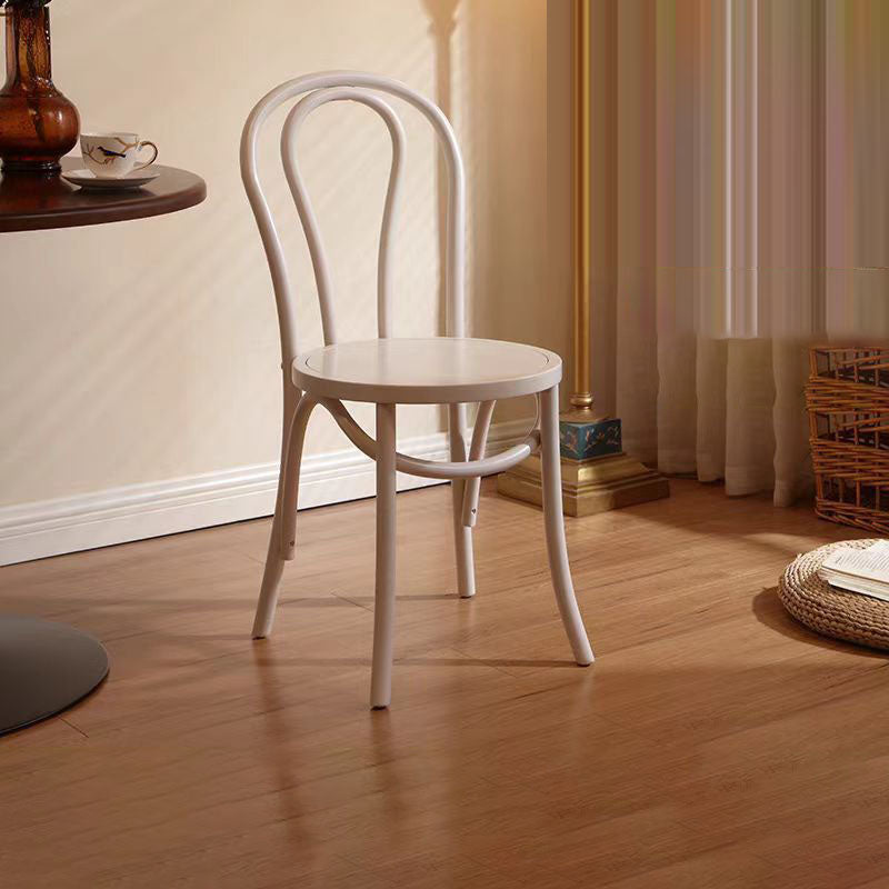 Contemporary Scandinavian Round Rubberwood Solid Wood Multi-layer Solid Wood Panel Indonesian Rattan Backrest Dining Chair For Dining Room