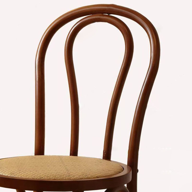 Contemporary Scandinavian Round Rubberwood Solid Wood Multi-layer Solid Wood Panel Indonesian Rattan Backrest Dining Chair For Dining Room